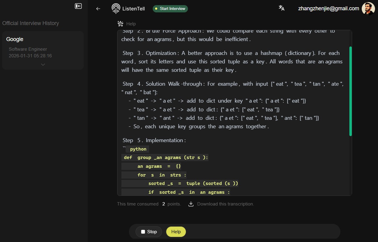 ListenTell Interface 1