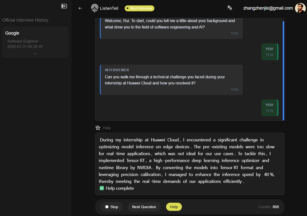 ListenTell Interface 2